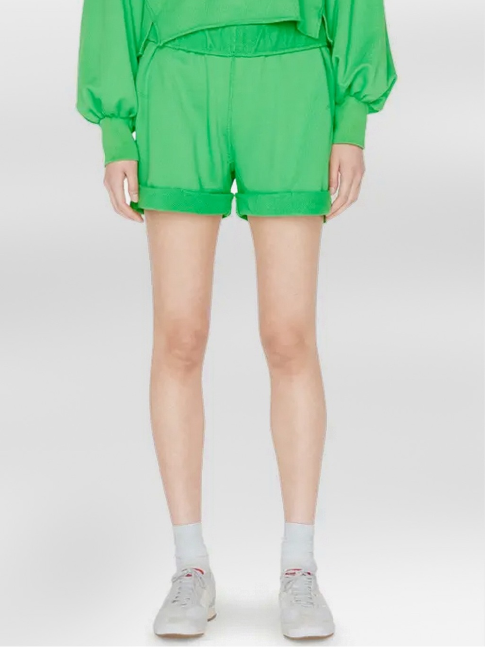 Frame Denim Rolled Up Shorts Bright Peridot Green